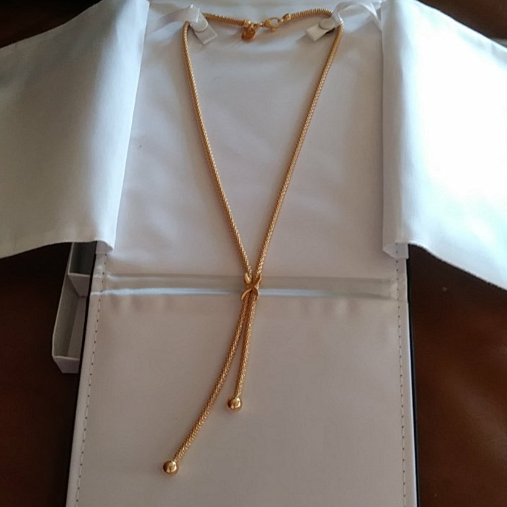 NWOT 18K GOLD PLATED BRONZE LARIAT NECKLACE 19"